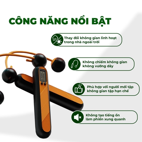 Dây Nhảy Thể Lực Đếm Số Kèm Dây 4 in 1, Tập Nhảy Tập Thể Dục Cao Cấp Có Kèm Tạ Cho Nam Nữ