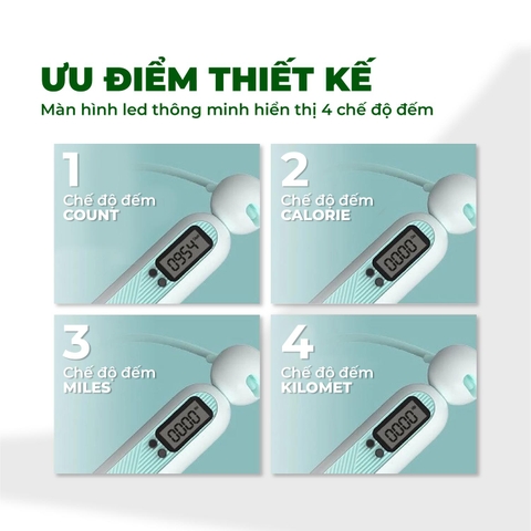 Dây Nhảy Thể Lực Đếm Số Kèm Dây 4 in 1, Tập Nhảy Tập Thể Dục Cao Cấp Có Kèm Tạ Cho Nam Nữ