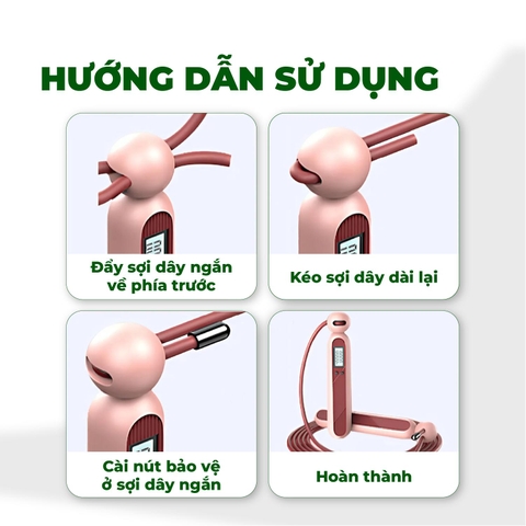 Dây Nhảy Thể Lực Đếm Số Kèm Dây 4 in 1, Tập Nhảy Tập Thể Dục Cao Cấp Có Kèm Tạ Cho Nam Nữ