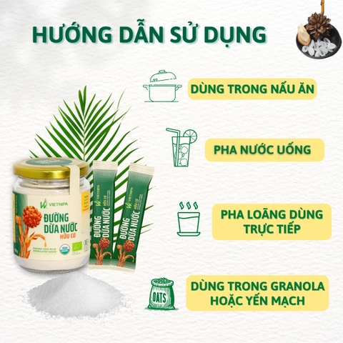 Đường Dừa Nước Vietnipa Hữu Cơ, Vị Ngọt Thanh Dịu, Gói 15g
