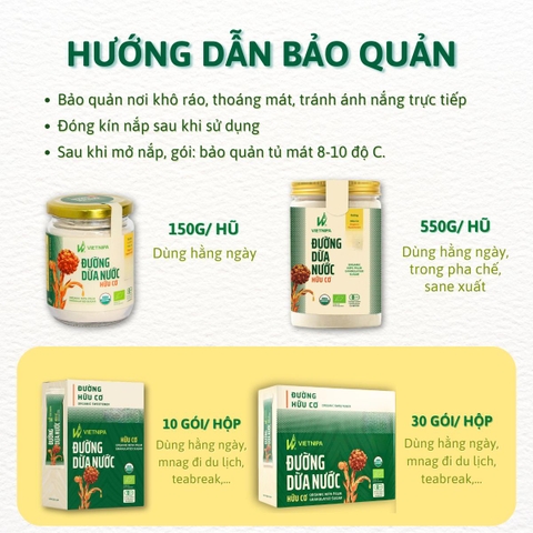 Đường Dừa Nước Vietnipa Hữu Cơ, Vị Ngọt Thanh Dịu, Gói 15g