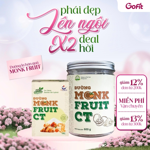 [SIÊU HOT] Đường Hữu Cơ, La Hán Quả CT Monk Fruit, 100gr, 600gr, Ngọt Thanh Tự Nhiên