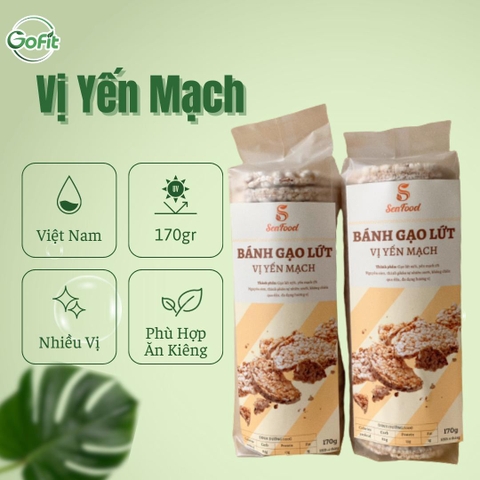 Bánh gạo lứt SEN FOOD ăn kiêng, bánh gạo lức nguyên hạt 3 vị: nguyên bản, yến mạch, muối hồng