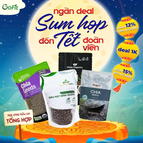 [Giá dùng thử] Hạt Chia Tím 400g, 1kg, Hạt Chia Đen 500gr