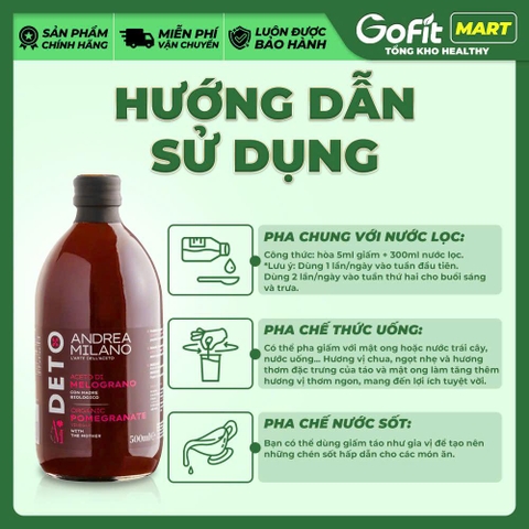 [MILANO] Giấm Matcha/ Giấm Mật Ong/ Giấm Lựu/ Giấm Vang Hữu Cơ Organic Có Giấm Cái 500ml