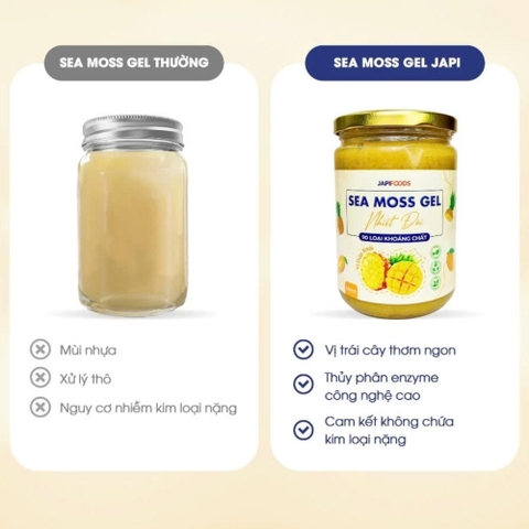 Sea Moss Gel Japi foods vị dứa xoài/ vị cam nhiệt đới/ vị thanh long đậu biếc/ vị thanh long đỏ hữu cơ 500ml