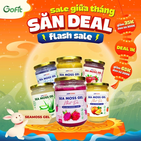 Sea Moss Gel Japi foods vị dứa xoài/ vị cam nhiệt đới/ vị thanh long đậu biếc/ vị thanh long đỏ hữu cơ 500ml