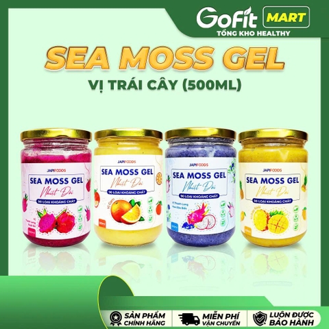 Sea Moss Gel Japi foods vị dứa xoài/ vị cam nhiệt đới/ vị thanh long đậu biếc/ vị thanh long đỏ hữu cơ 500ml