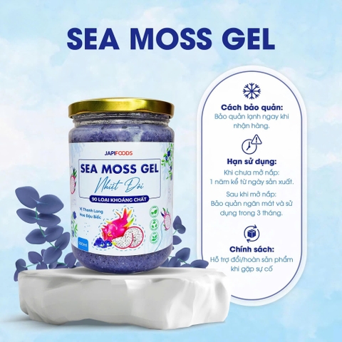 Sea Moss Gel Japi foods vị dứa xoài/ vị cam nhiệt đới/ vị thanh long đậu biếc/ vị thanh long đỏ hữu cơ 500ml