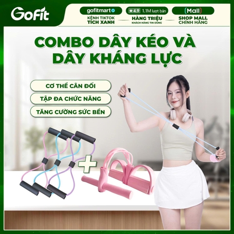 [TẬP TAY, VAI, BỤNG] COMBO Dây Kéo 6 ống + Dây Kháng Lực số 8 Tập Gym Yoga
