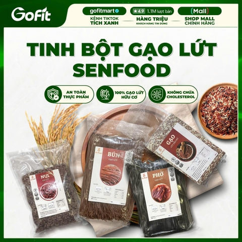 [TINH BỘT GẠO LỨT] Bún Phở Nuôi Hủ Tiếu Gạo Lứt Senfoods/Bún Lứt Gạo Lứt Hoàng Minh, Eat Clean Healthy Food, Gofit Mart, 500g