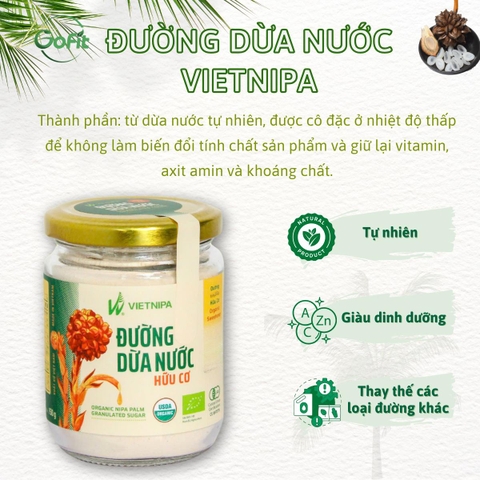 [VIETNIPA] Đường - Mật Dừa Nước Tự Nhiên Thuần Chay Vietnipa, Hữu Cơ, Ngọt Sugar Honey