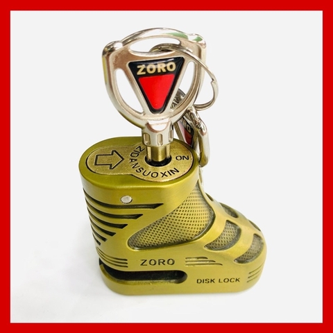 Ổ khóa đĩa xe máy ZORO vàng đồng-lưỡi gà tự động