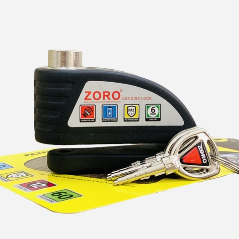 Ổ khóa đĩa xe máy báo động chống trộm ZORO phiên bản đen nhám cao cấp