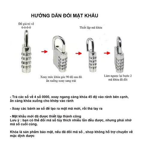 Ổ khóa số mật mã ZORO màu trắng 4 phân - thích hợp khóa tủ, bát cửa phòng trọ nhỏ