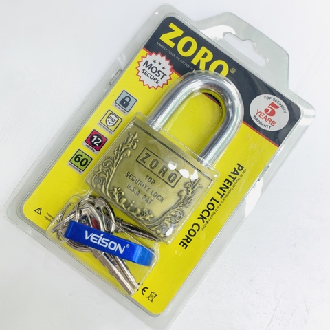 Ổ khoá ZORO bông chìa tròn càng ngắn thép hardened không gỉ