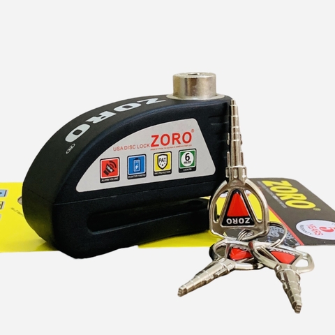 Ổ khóa đĩa xe máy báo động chống trộm ZORO phiên bản đen nhám cao cấp