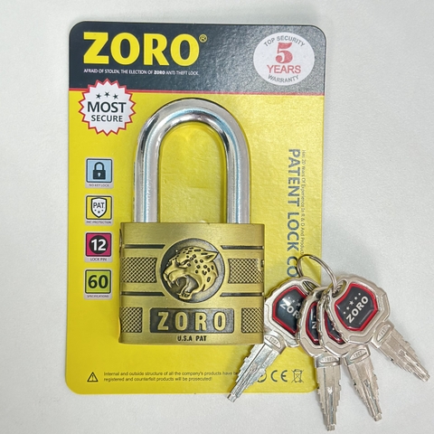 Ổ khóa cửa đầu báo chìa kiếm ZORO càng ngắn chống gỉ cao cấp
