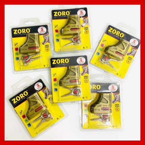Ổ khóa đĩa xe máy ZORO vàng đồng-lưỡi gà tự động