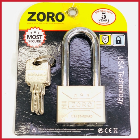 Ổ khóa ZORO 5 phân càng dài,chìa muỗng - bấm khóa không cần chìa