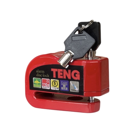 Ổ khóa đĩa xe máy báo động chống trộm chính hãng TENG màu đỏ
