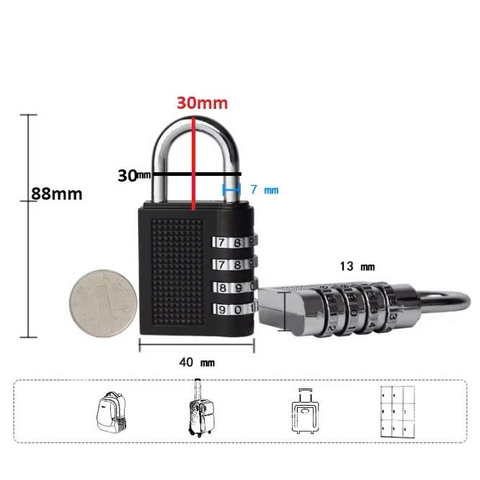 Ổ khóa số mật mã ZORO màu trắng 4 phân - thích hợp khóa tủ, bát cửa phòng trọ nhỏ