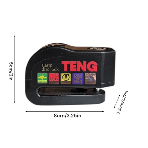 Ổ khóa đĩa xe máy báo động chống trộm chính hãng TENG màu đen