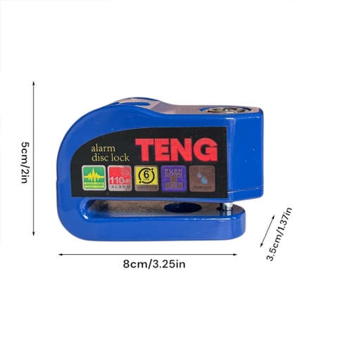 ổ khóa đĩa xe máy báo động chống trộm chính hãng TENG màu xanh