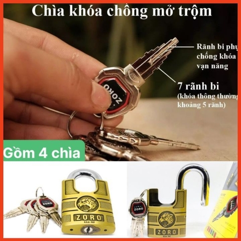 Ổ khóa đầu báo chống cắt ZORO chìa kiếm xe hơi cao cấp