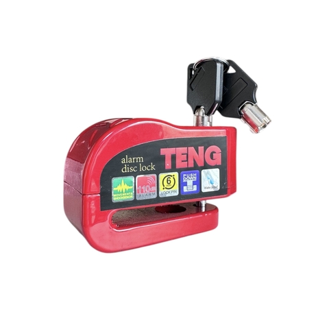 Ổ khóa đĩa xe máy báo động chống trộm chính hãng TENG màu đỏ