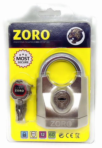 Ổ khóa báo động chống trộm ZORO,7 phân,chìa xe hơi,màu trắng