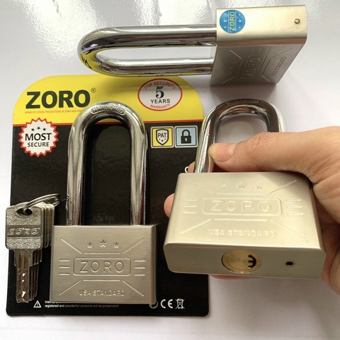 Ổ khóa ZORO 6 phân càng dài,chìa muỗng - khóa bấm không cần chìa