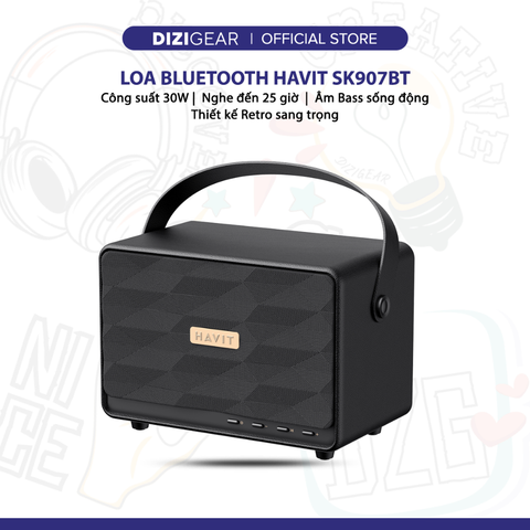 Loa Bluetooth HAVIT Classic II, BT 5.3, Công Suất 30W, Thiết Kế Retro, Âm Bass Sống Động, Nghe Đến 25H - Hàng Chính Hãng
