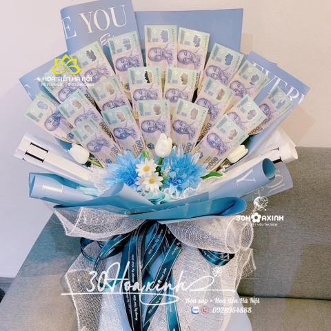 Bó Hoa tiền 500k dáng đứng 20 tờ tiền 500k