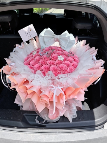 Hoa Sáp Hồng Ecuador Kèm Nơ Xinh Xắn