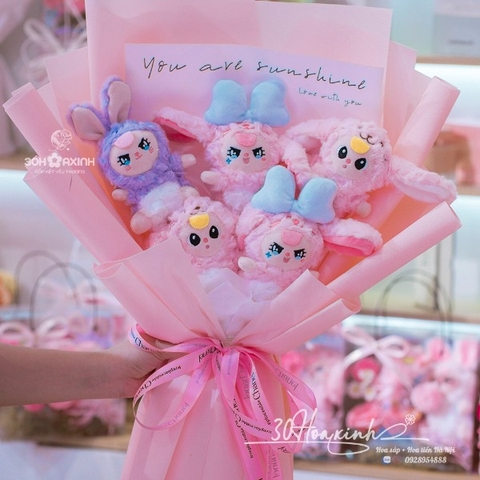 Bó Hoa Gấu Bông Baby Three mix Nhiều Loại Gấu Bông Xinh Xắn