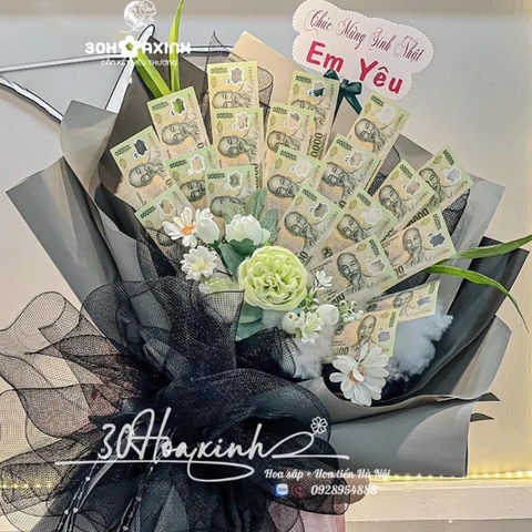 Bó Hoa tiền 100k dáng đứng 20 tờ tiền 100k