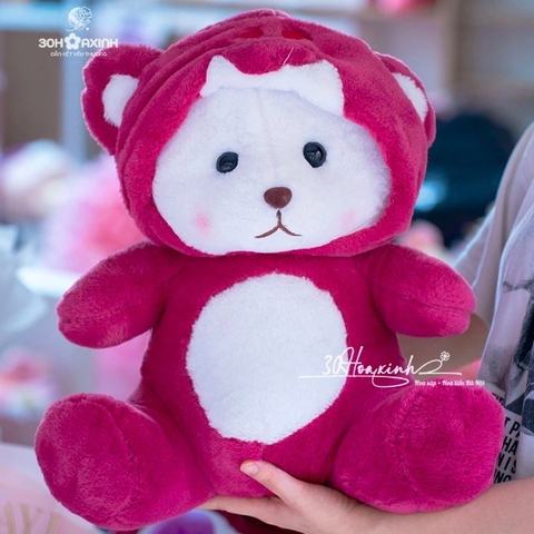 Gấu Bông Lena có mũ, thêu được tên lên gấu