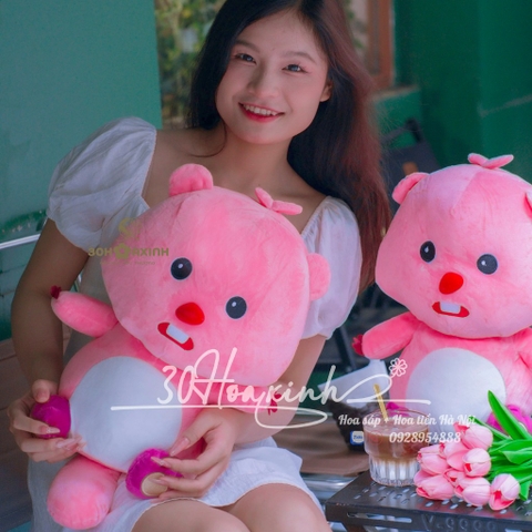 Gấu bông Loopy màu hồng cute