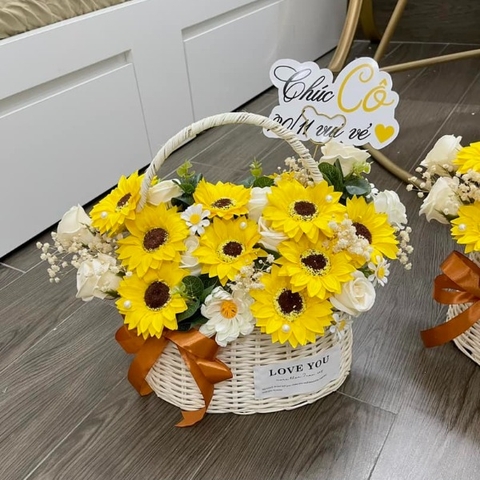 Giỏ Hoa Sáp Hướng Dương