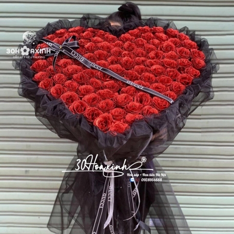 Hoa nhũ lấp lánh hình trái tim 99 bông