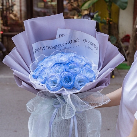 Hoa Hồng Nhũ Lấp Lánh Màu Xanh Dương - Chân Thành