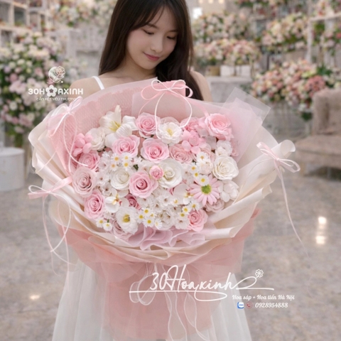 Bó Hoa Sáp Màu Tone Màu Hồng Đẹp