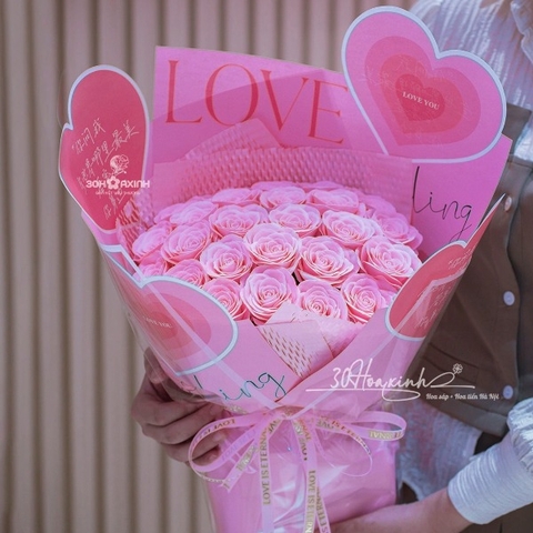 Bó Hoa Sáp Màu Hồng Ecuador Màu Hồng Ngọt Ngào