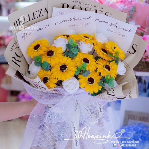 Hoa Sáp Hướng Dương mix Hoa Hồng Sáp