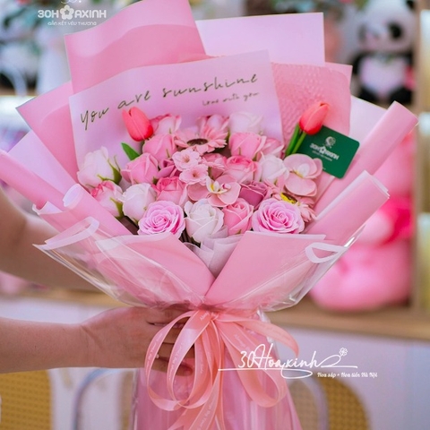 Hoa hồng sáp mix hoa sáp tulip và hoa lan