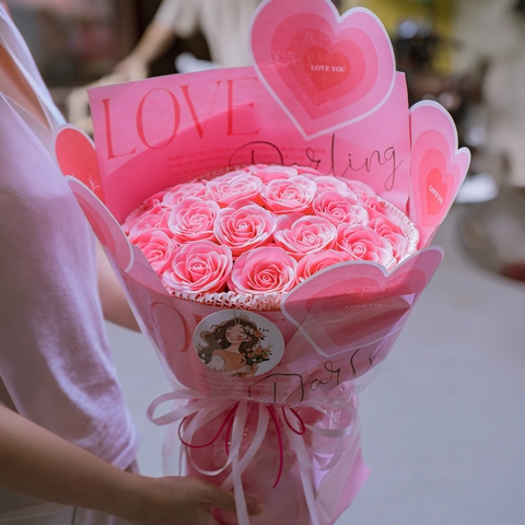 Bó Hoa Sáp Màu Hồng Ngọt Ngào