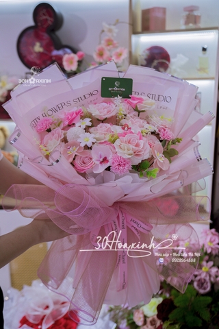 Bó Hoa Sáp Màu Hồng Tinh Tế