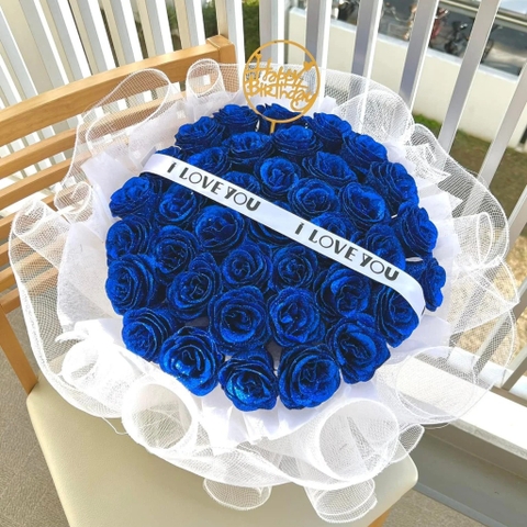 Hoa nhũ lấp lánh màu xanh