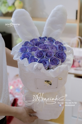 Hoa Sáp Tai Thỏ Bunny Màu Xanh Coban (Cobalt Blue)